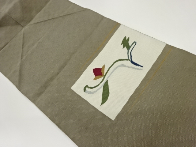 JAPANESE NAGOYA OBI / TSUZURE / WOVEN ABSTRACT FLORAL PLANTS